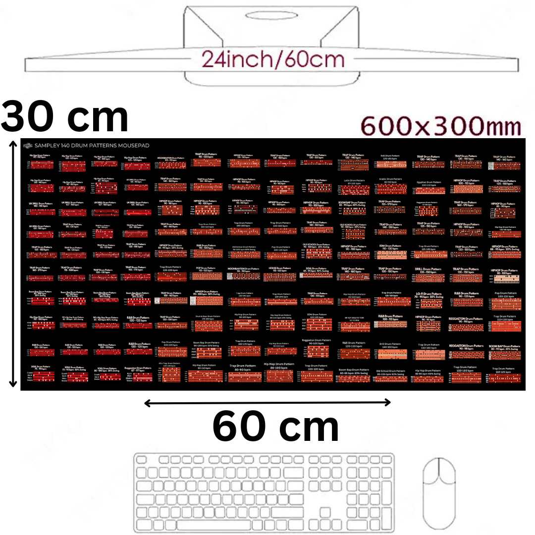 140 Drum Patterns Cheat Sheet Mousepad