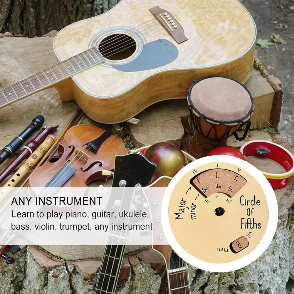 Rotatable Circle of Fifths Musical Theory Tool Rotatable Wood Circle of Fifths Disc for Musician Melody Learning Heavy Duty